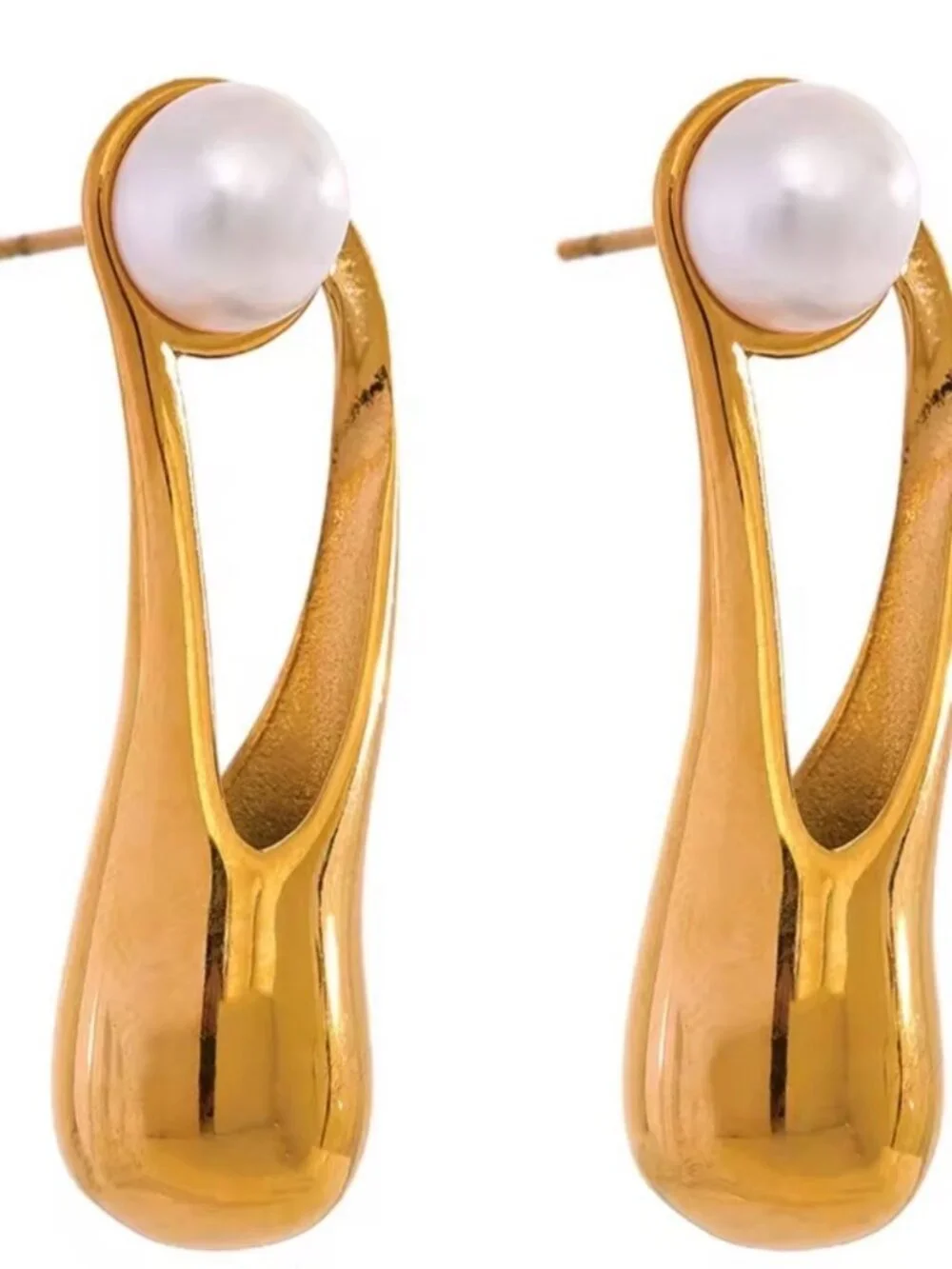 Gold color and Pearl Drop Earrings